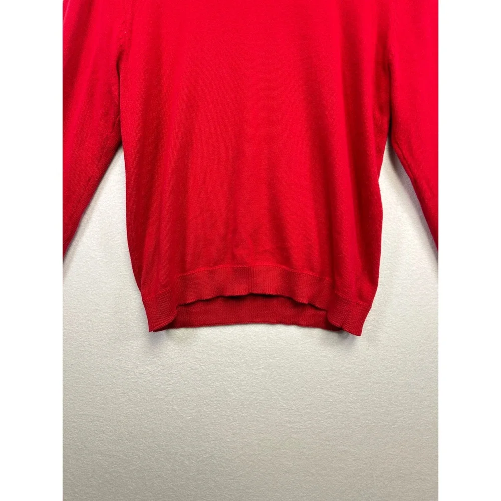 Chaps Red V Neck Cotton Sweater Men's Size M Embroidered‎ Logo Casual Peppy